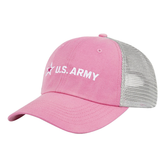 Washed Pink Mesh Back Army Star logo Cap