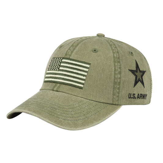 Washed Olive Flag Army Cap