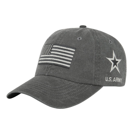 Washed Charcoal Flag Army Cap