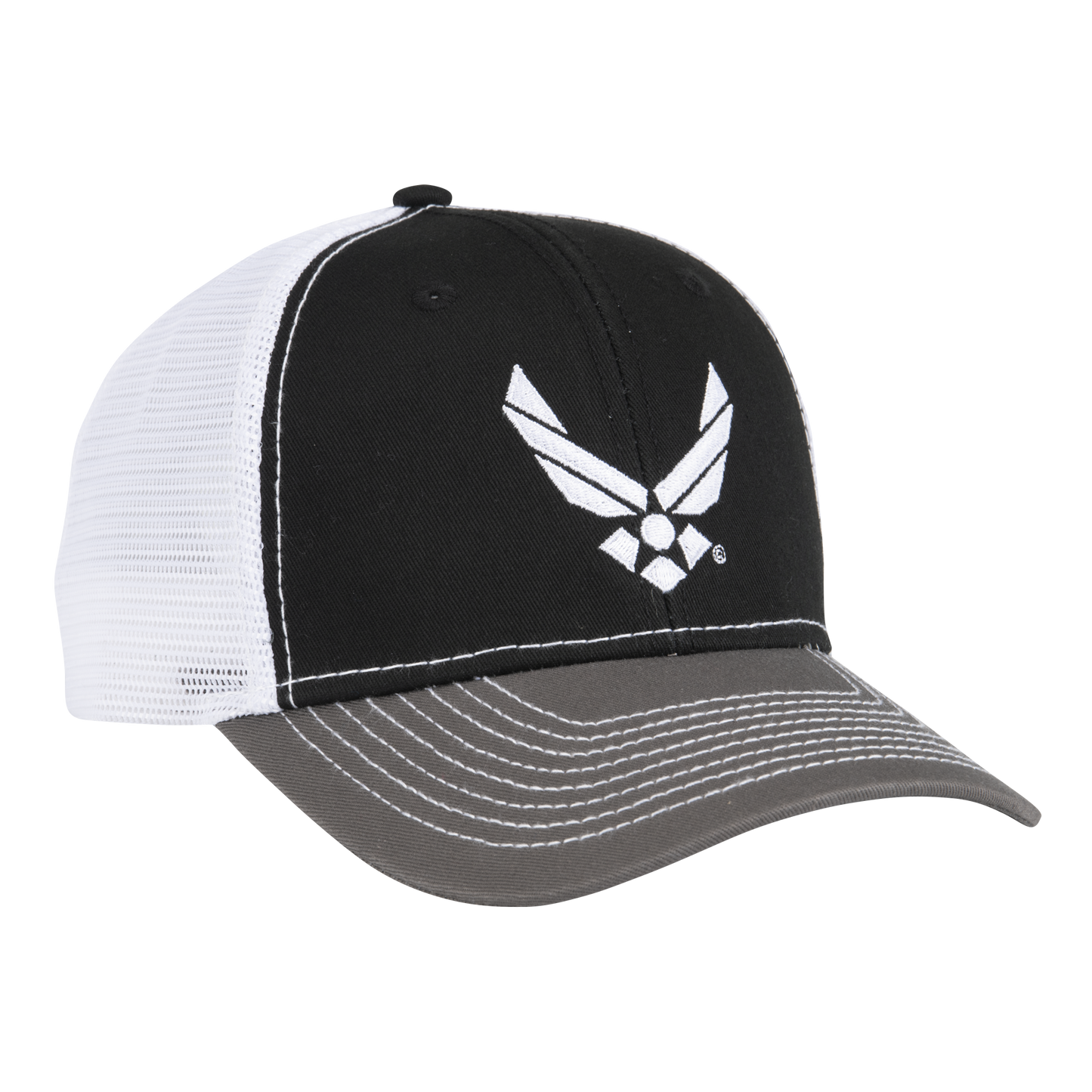 Air Force Black Charcoal Grey Mesh Back Cap