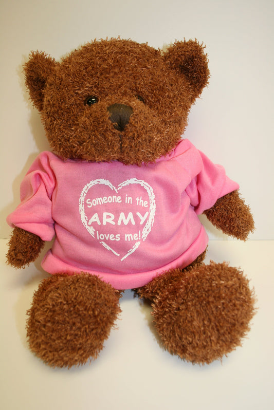 Plush Brown Bear Pink Army Shirt