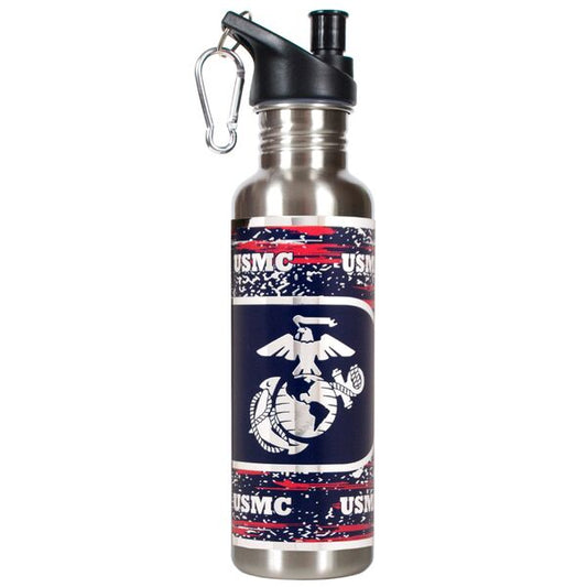 Stainless Steel Water Bottle Marine Corps Navy Blue